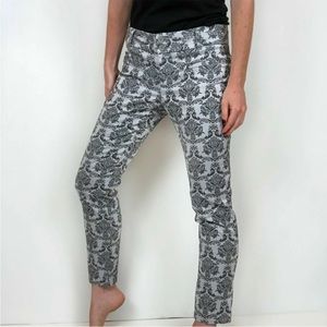 Anthropologie Cartonnier Charlie Ankle Gray Floral Brocade Pants